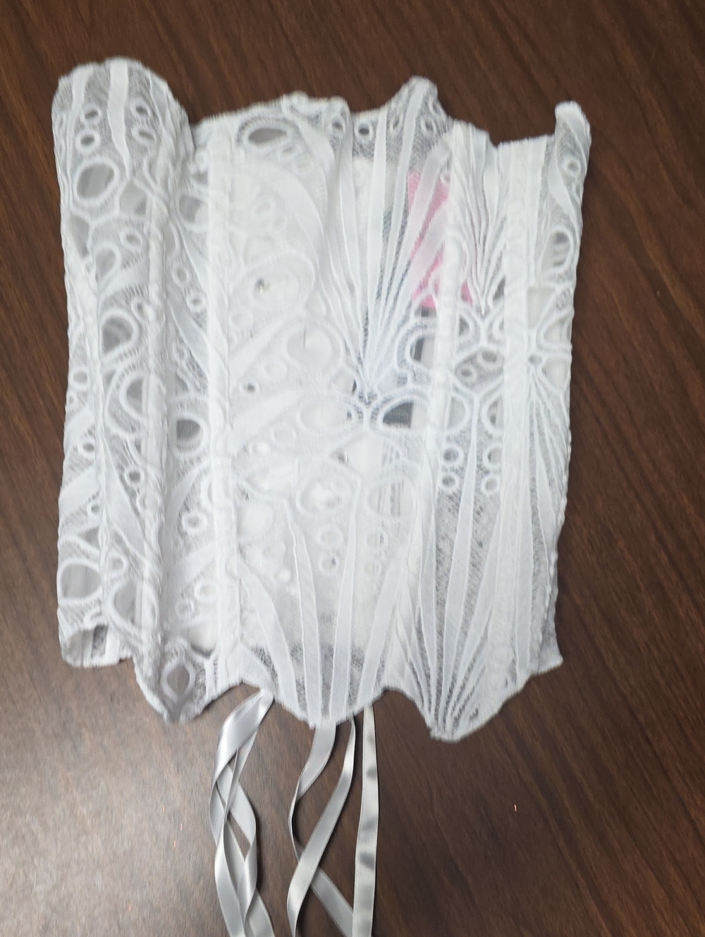 Pretty LittleThing White Textured Floral Lace Corset Size 4